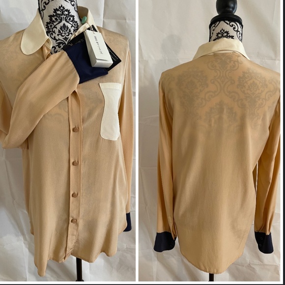 NWT! See By Chloe Colorblock Silk Blouse IT 44 ASO Kim Kardashian - Picture 2 of 16